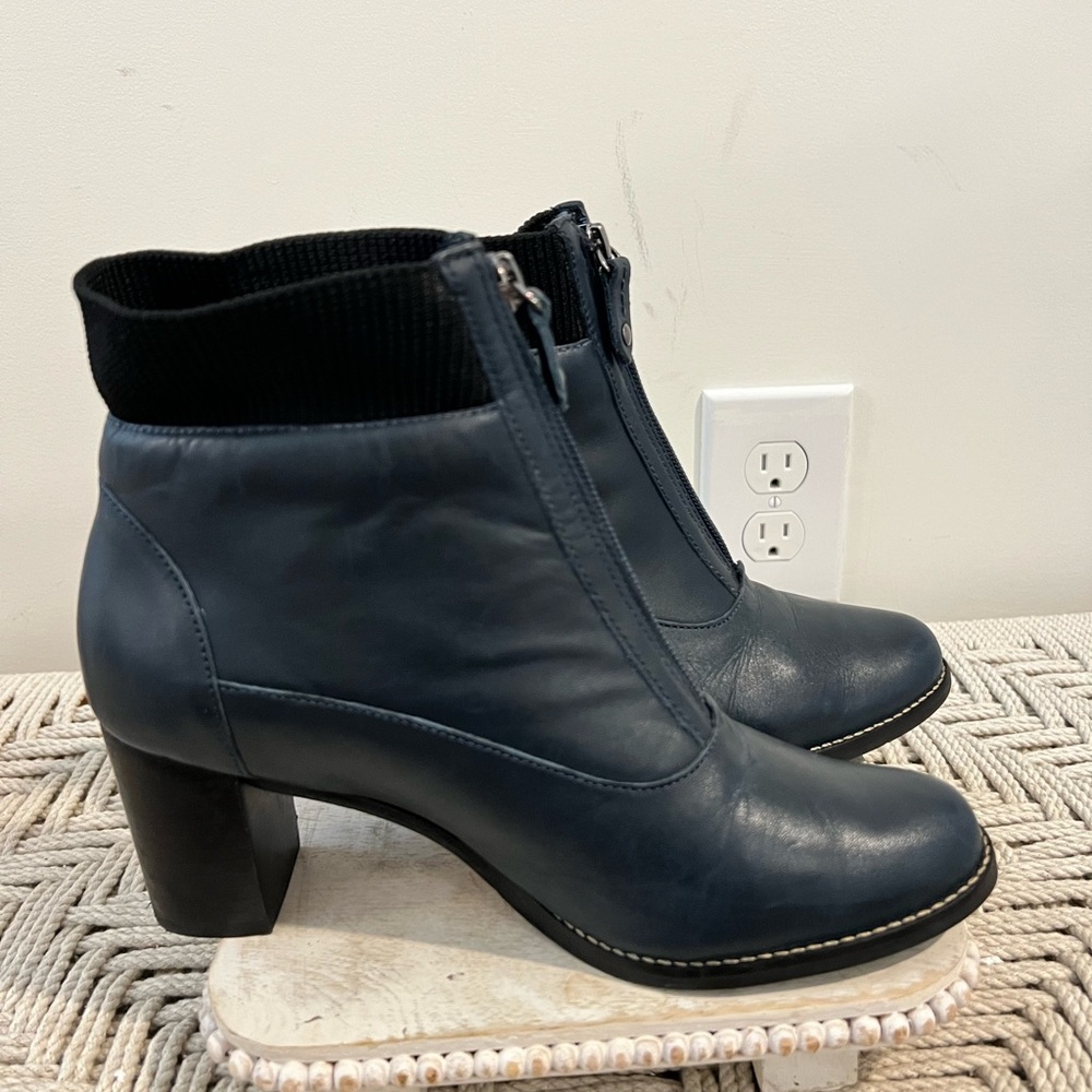Marc Joseph Navy Heeled Boots